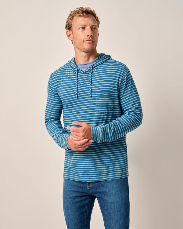 Johnnie-O Men's Zeus Striped Cotton Hoodie Apparel Johnnie-O Indigo Small 