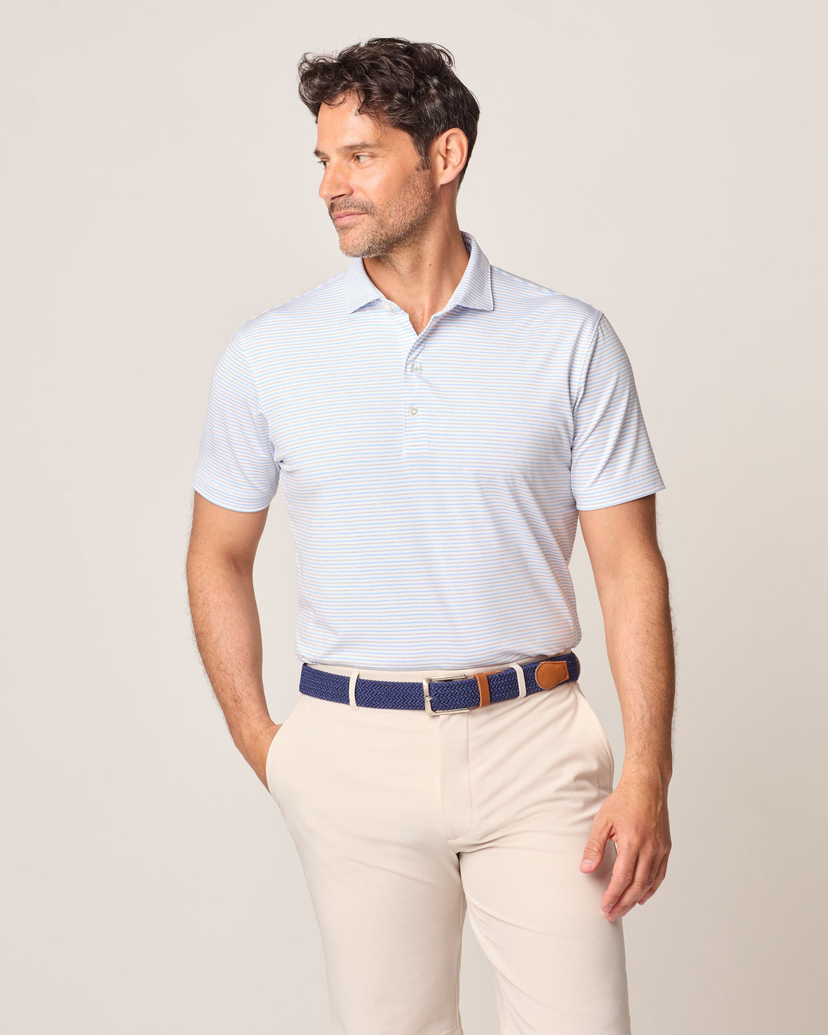 Johnnie-O Men's Vik Stripe Performance Jersey Polo Apparel Johnnie-O Seal Small