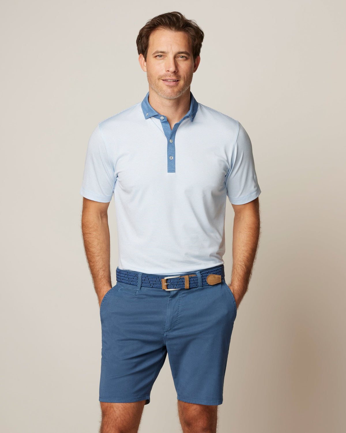 Johnnie O Mens Walsh Striped Polo Apparel Johnnie-O Gulf Blue Small 