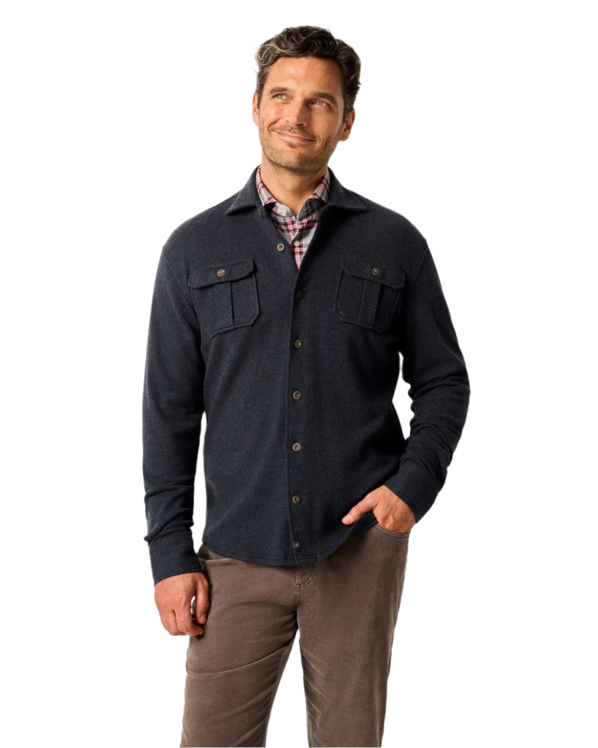 Johnnie-O Men's Briggs Button Up Shacket Apparel Johnnie-O Navy Small