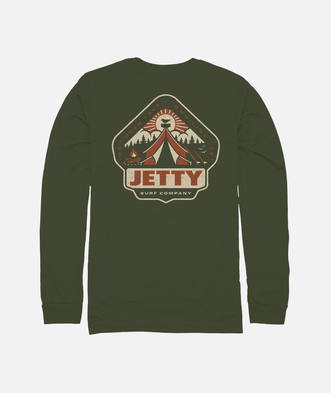 Jetty Men's Camper Long Sleeve Tee Apparel Jetty Small Military Green 