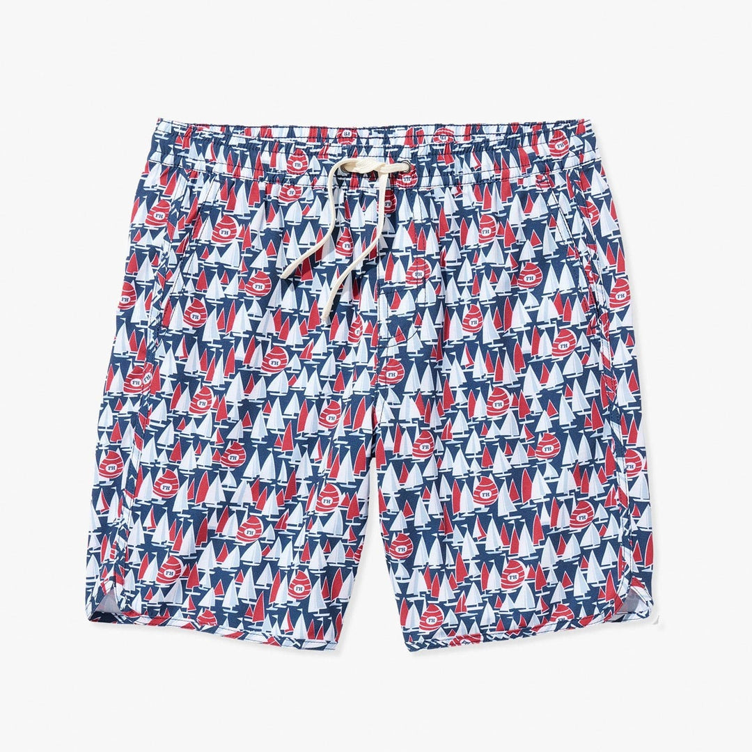 Fair Harbor Boys' Anchor Swim Trunks Apparel Fair Harbor Navy Sailboats Youth XSmall