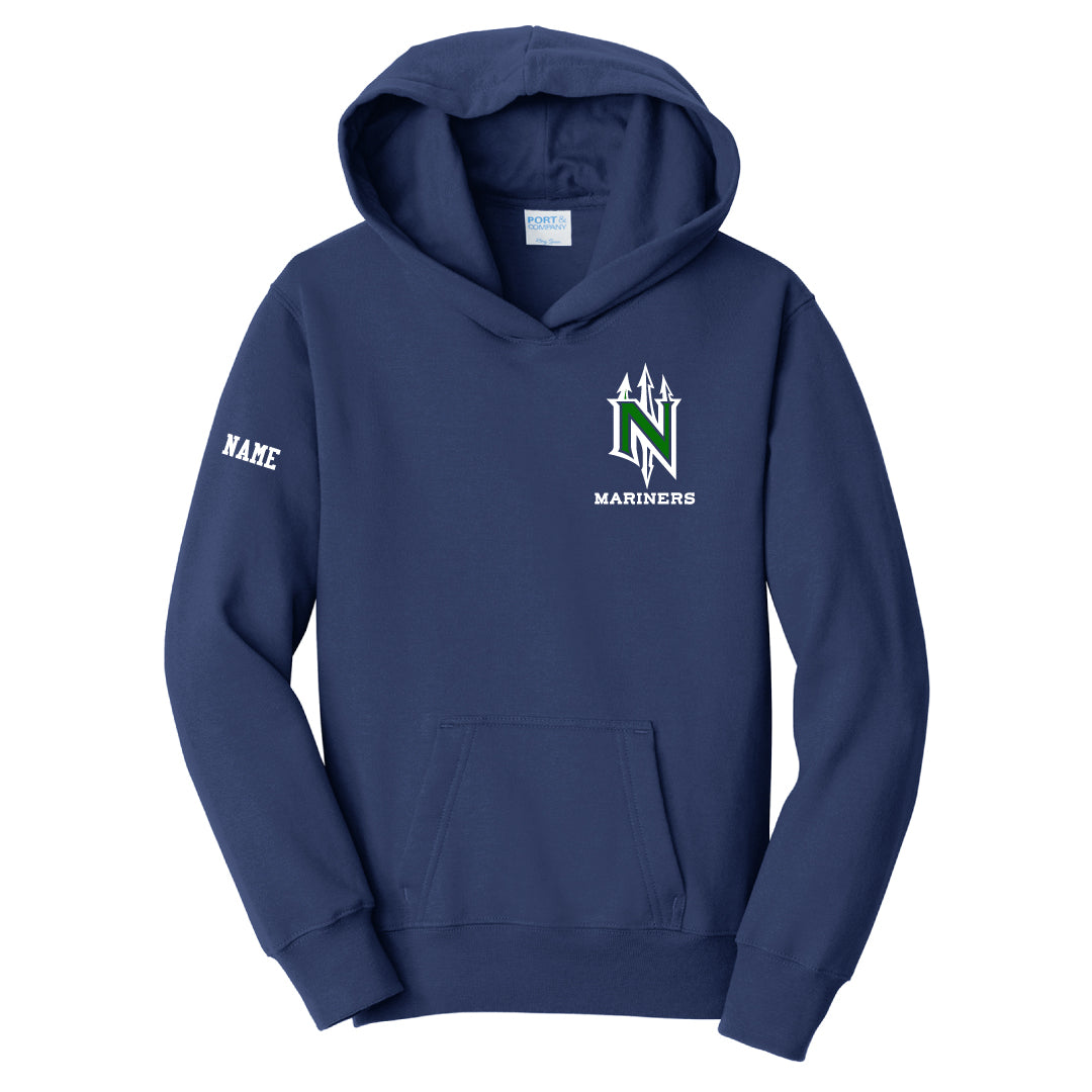 NYB Mariners Hooded Sweatshirt- Left Chest Logowear Norwalk Youth Baseball Navy Youth S