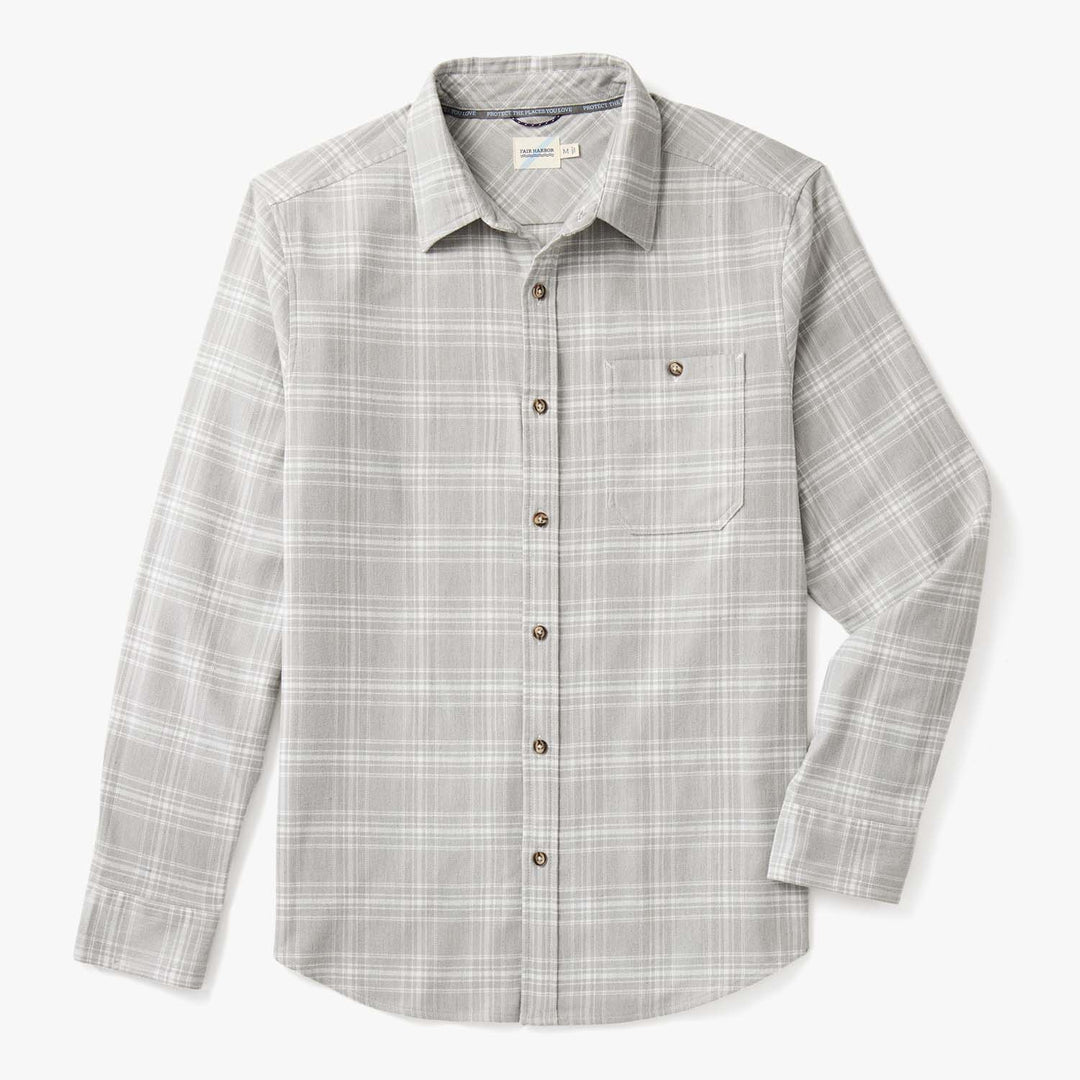 Fair Harbor Mens The Lightweight Seaside Flannel Apparel Fair Harbor Light Grey Plaid Small 