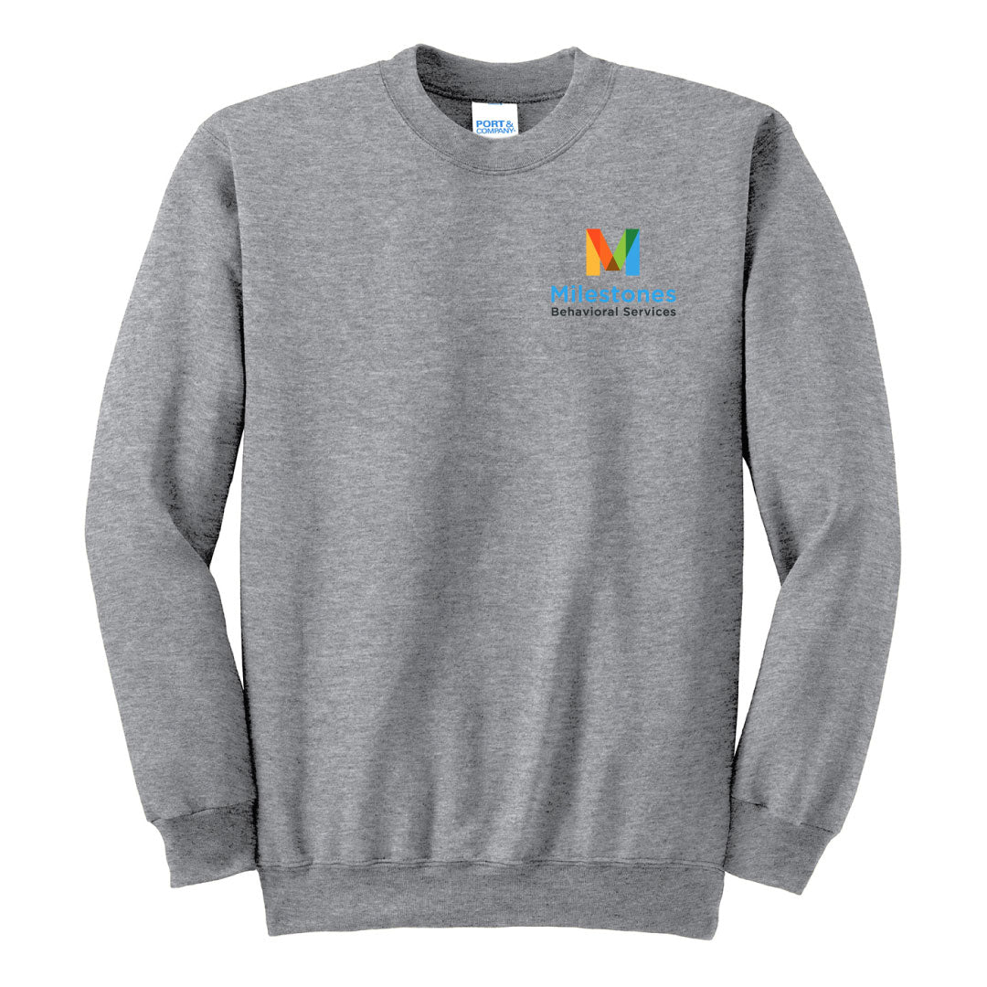 Milestones Crewneck Sweatshirt Logowear Milestones Behavioral Services Grey Youth S