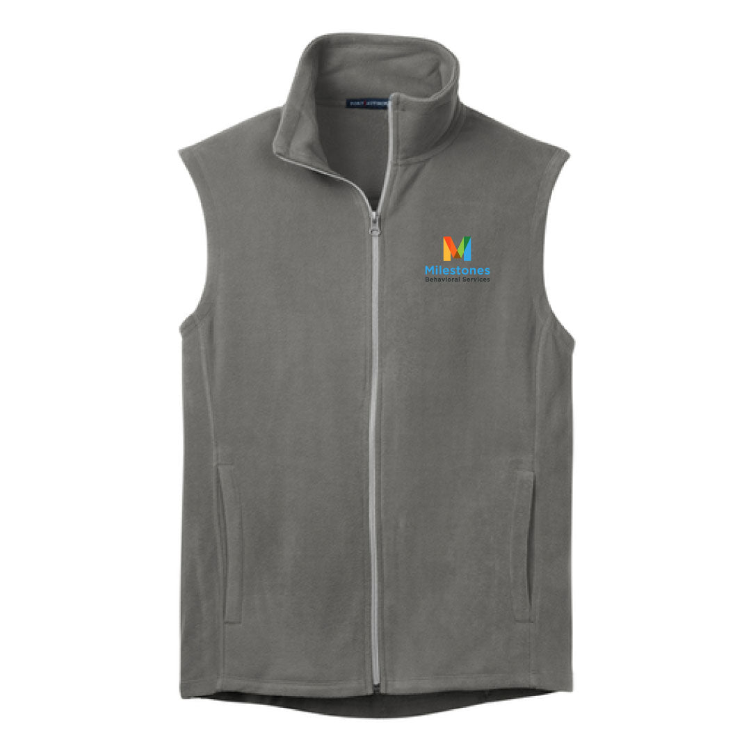 Milestones Micro Fleece Vest Logowear Milestones Behavioral Services Pearl Grey Ladies XS 