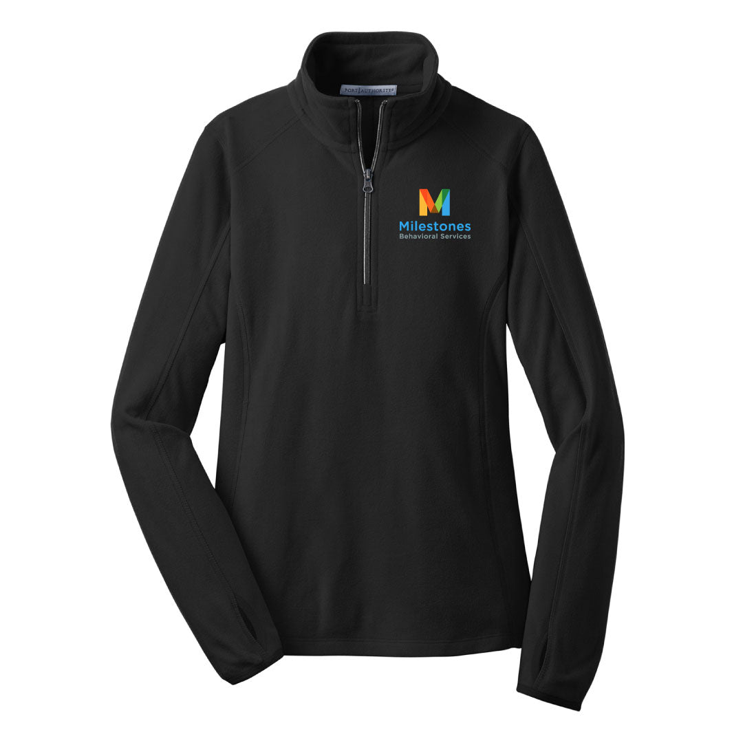 Milestones Microfleece 1/2 Zip Logowear Milestones Behavioral Services Black Ladies XS