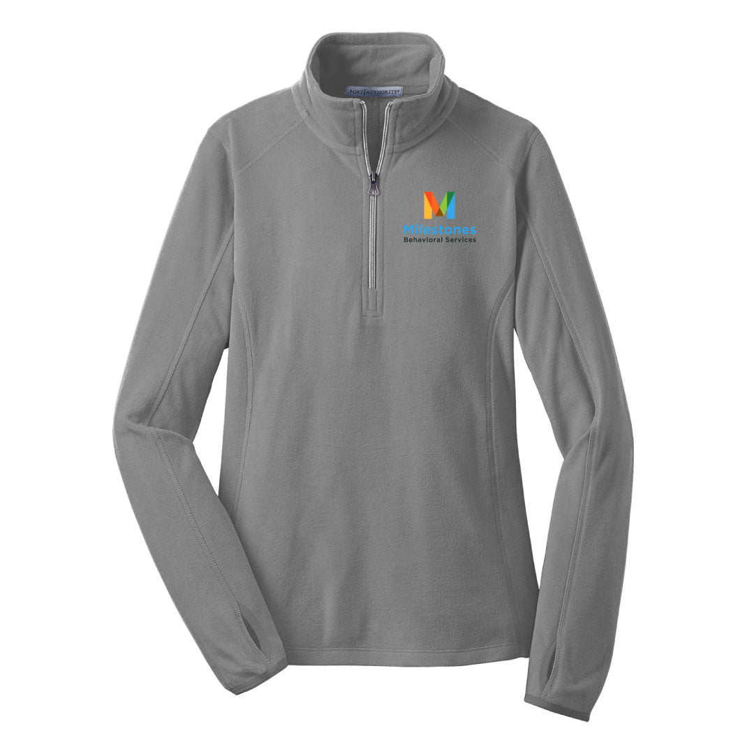 Milestones Microfleece 1/2 Zip Logowear Milestones Behavioral Services Pearl Grey Ladies XS