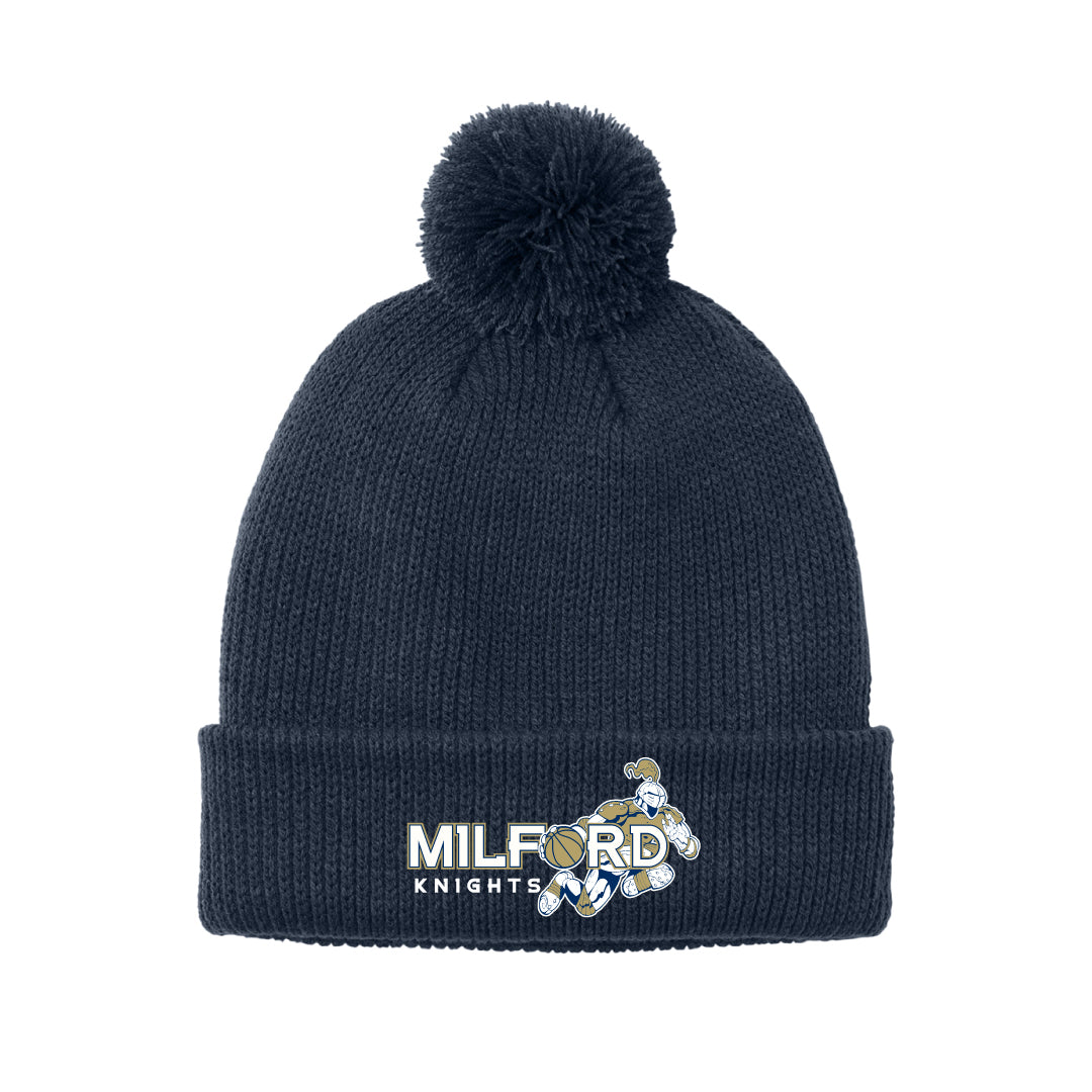 Milford Knights Basketball Pom Beanie Logowear Milford Knights Basketball Navy