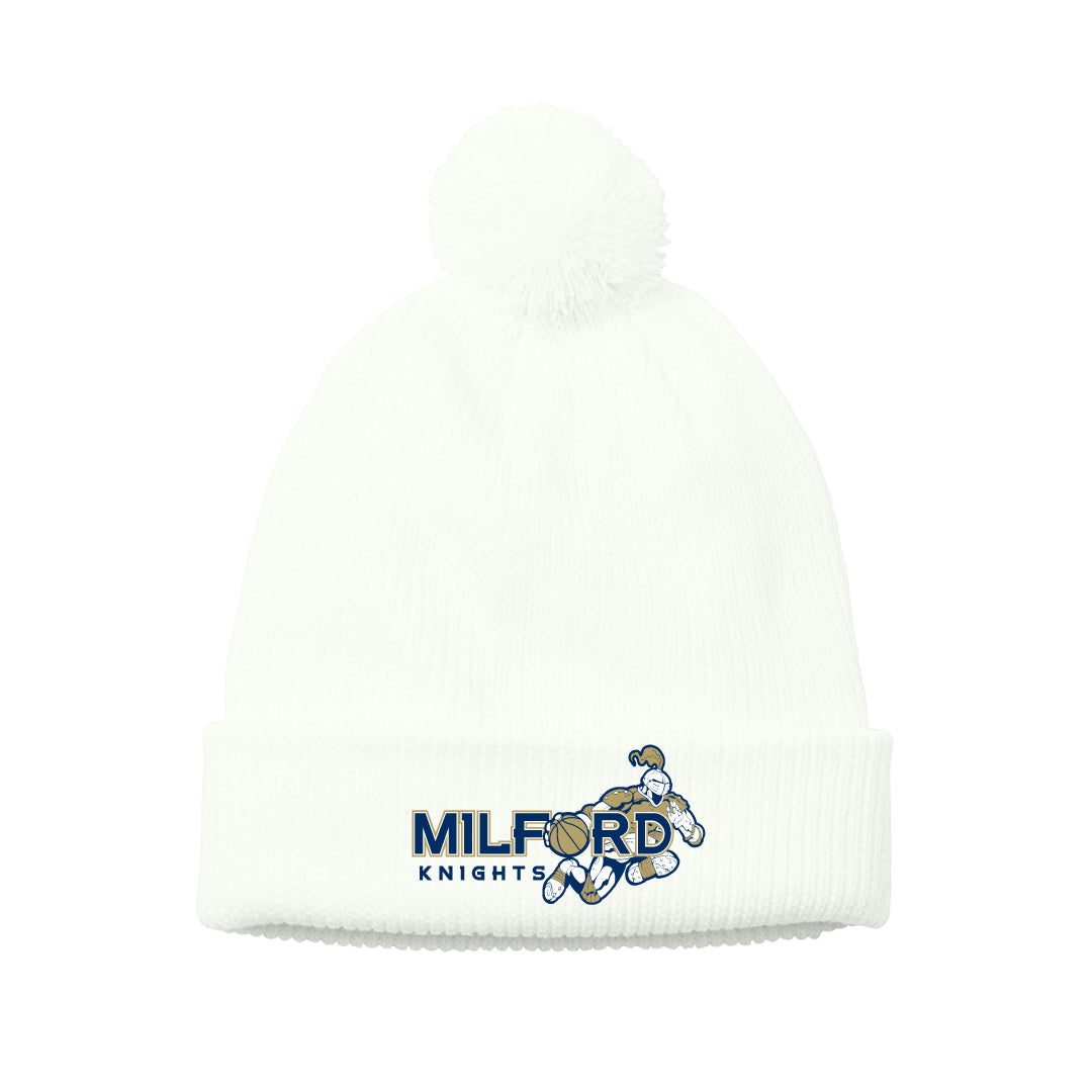 Milford Knights Basketball Pom Beanie Logowear Milford Knights Basketball Marshmallow