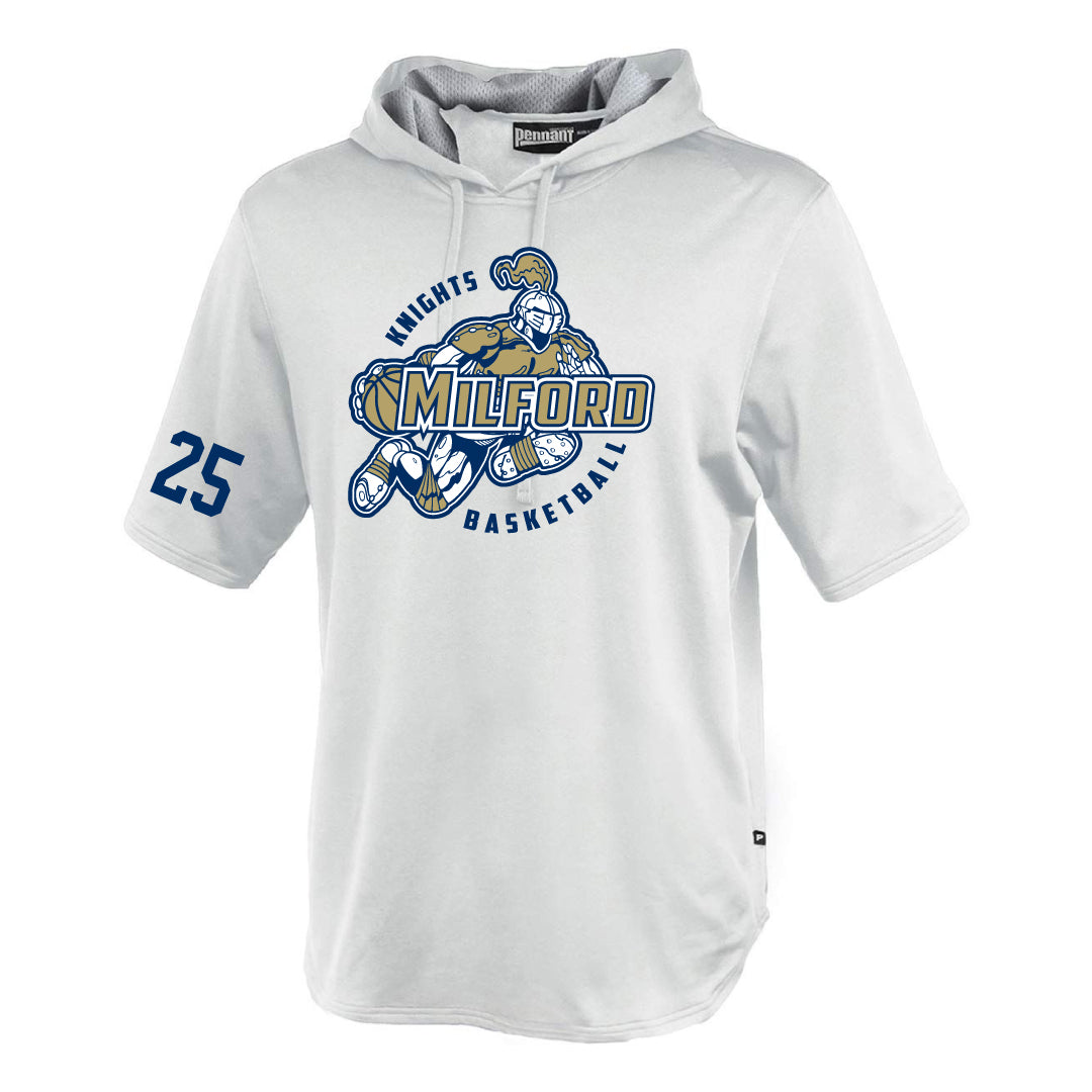 Milford Knights Basketball White Short Sleeve Performance Hoodie Logowear Milford Knights Basketball Youth M