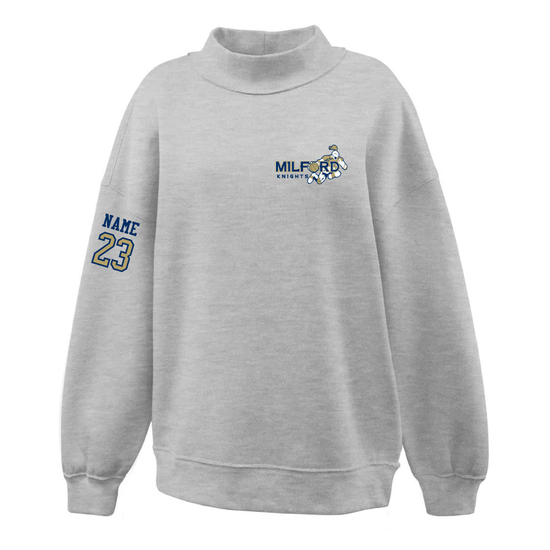 Milford Knights Basketball Women's Mockneck Sweatshirt Logowear Milford Knights Basketball Grey Ladies XS