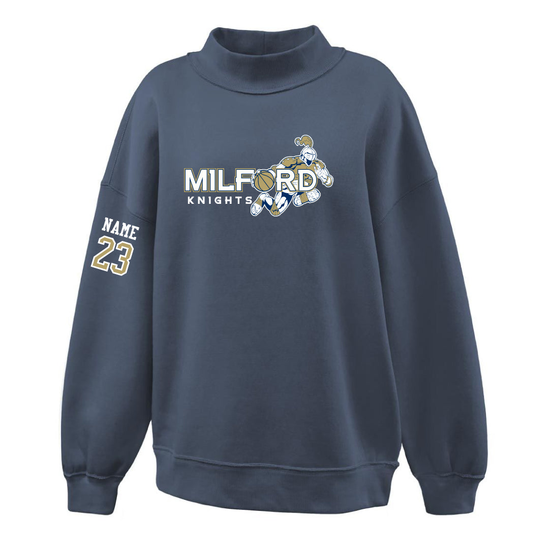 Milford Knights Basketball Women's Mockneck Sweatshirt Logowear Milford Knights Basketball Navy Ladies XS