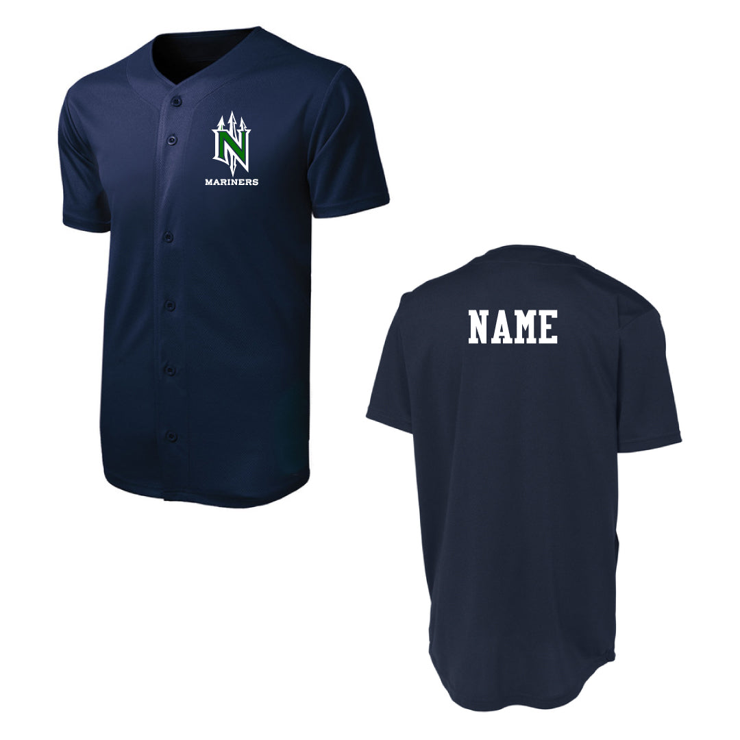 NYB Mariners Mom's Full Button Jersey Logowear Norwalk Youth Baseball Navy Adult XS
