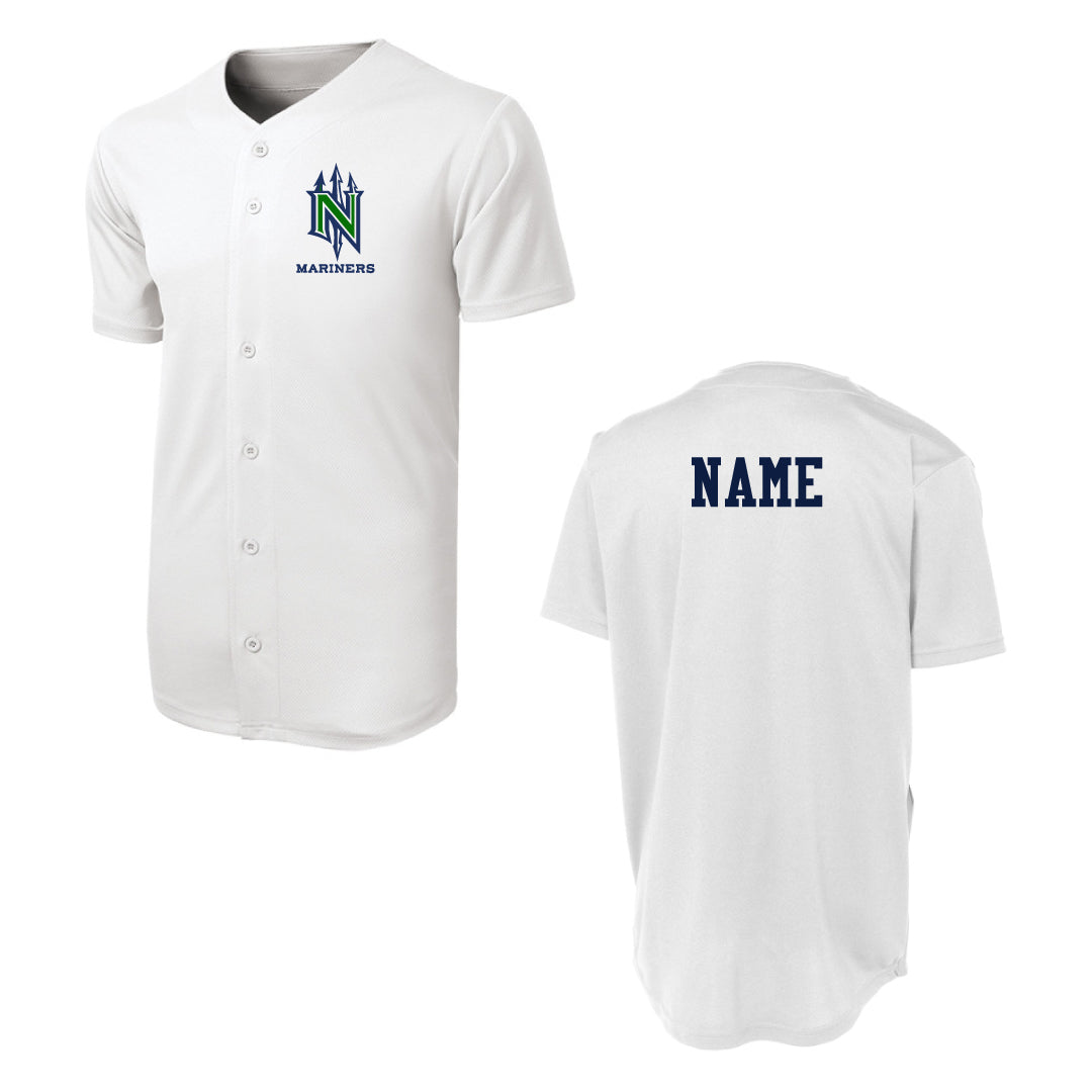 NYB Mariners Mom's Full Button Jersey Logowear Norwalk Youth Baseball White Adult XS