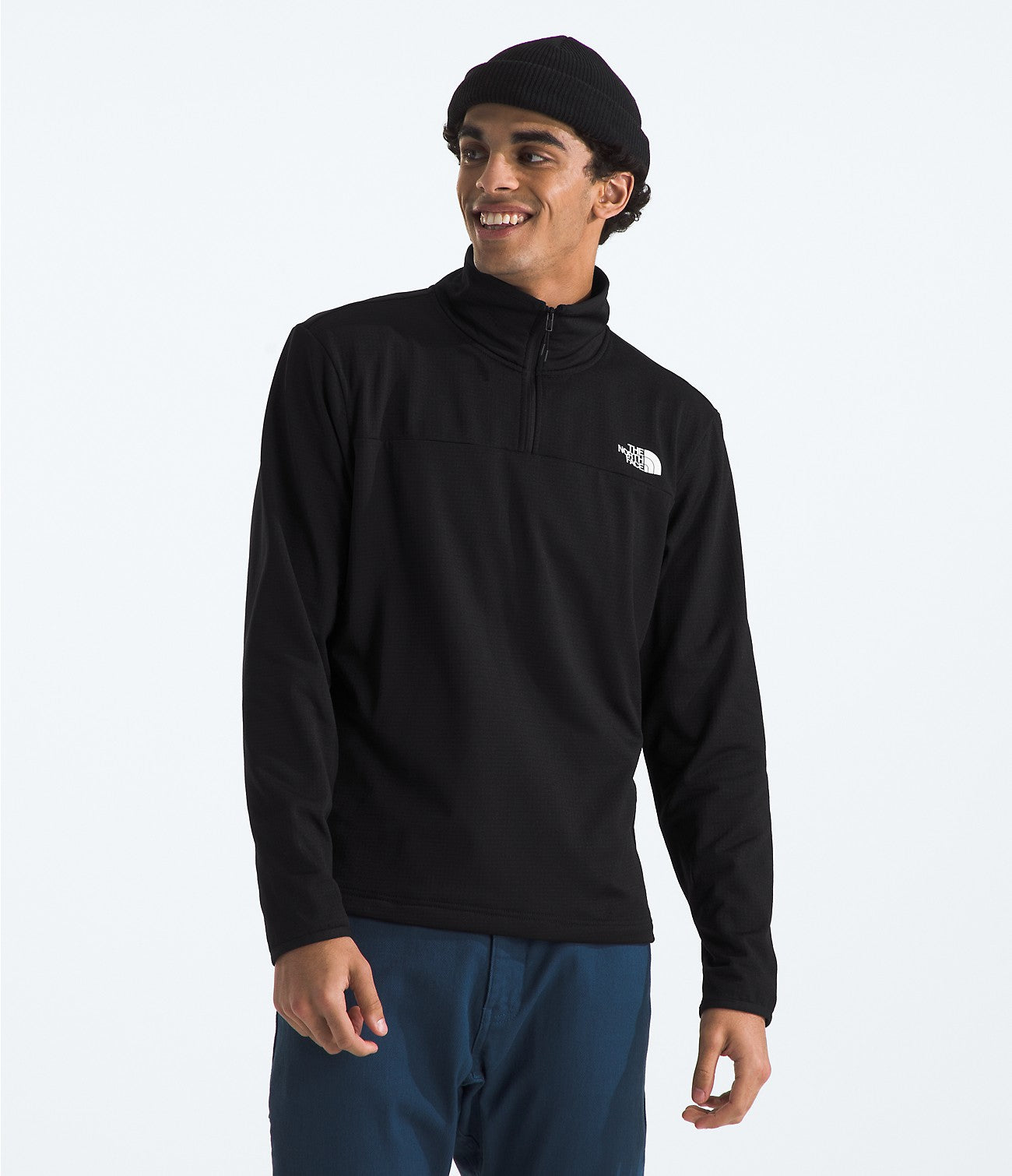 The North Face Mens Cedar Trail Grid Fleece 1 4 Zip Apparel North Face TNF Black-JK3 Small 