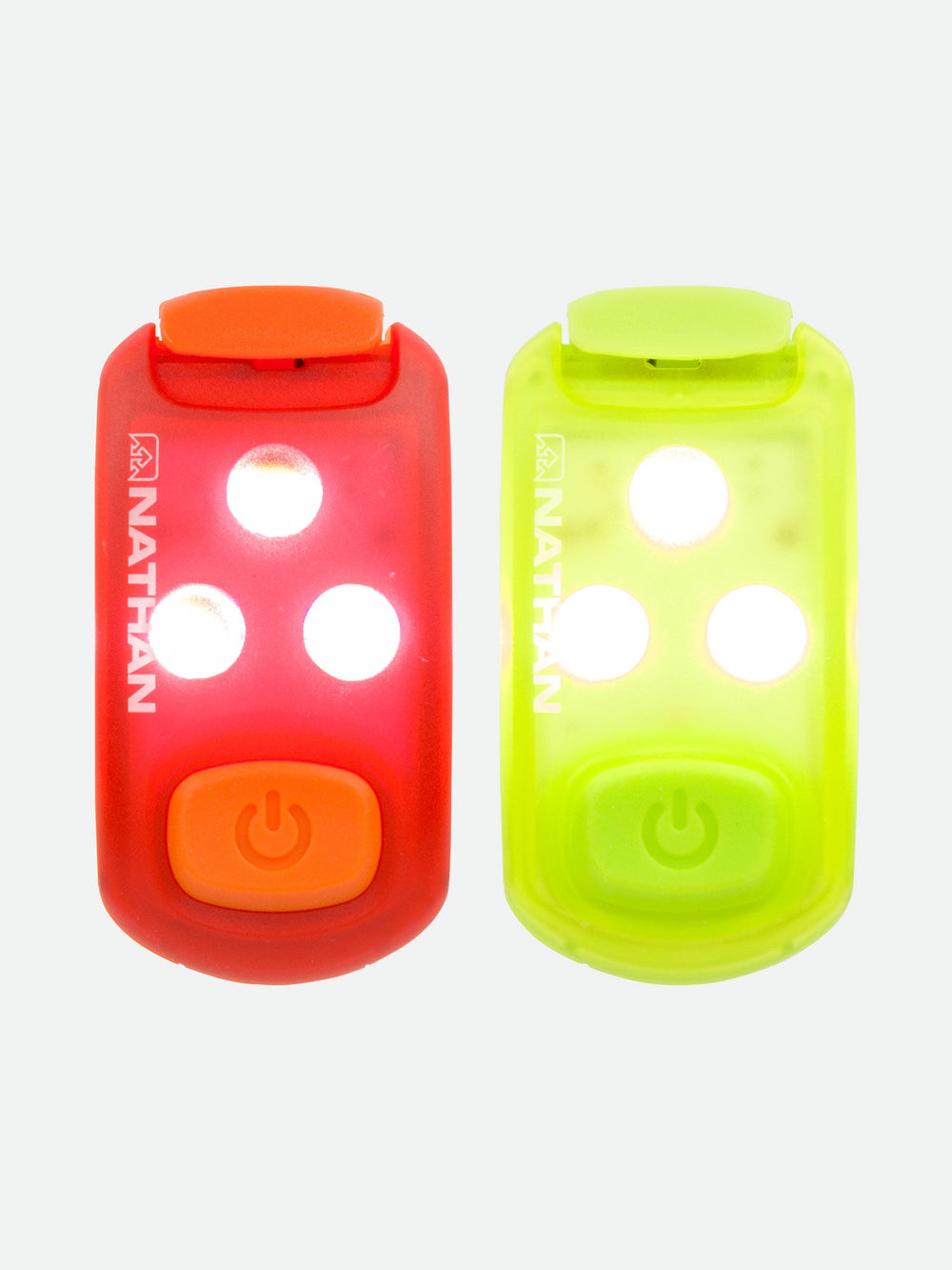 Nathan Strobe Light Safety LED Light Clip 2 Pack Accessories United Sports Brands Ribbon Red/Safety Yellow  