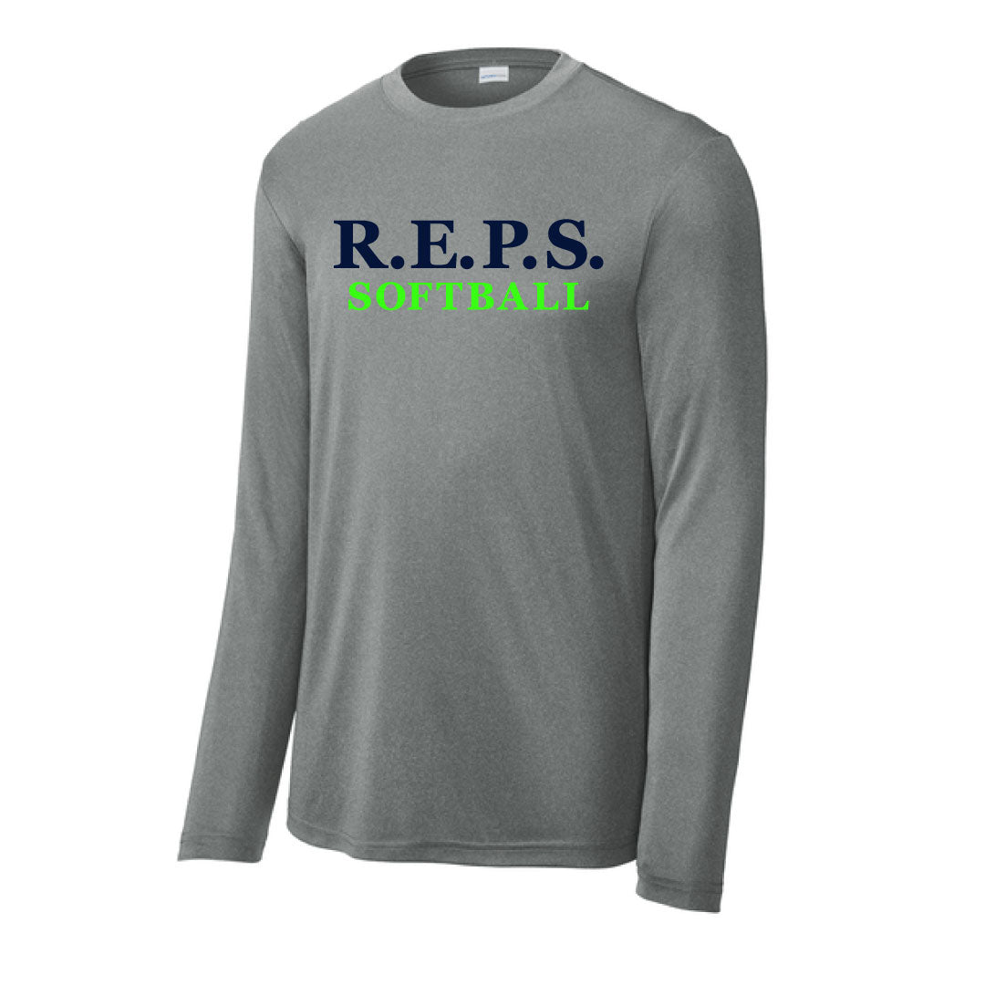 R.E.P.S. Wordmark Performance Long Sleeve Logowear R.E.P.S. Grey Adult S