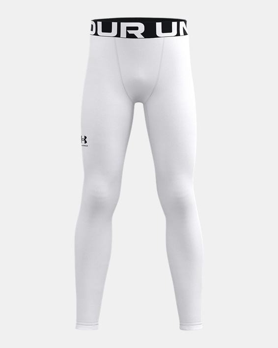 Under Armour Boys Coldgear Armour Leggings Apparel Under Armour White/Black-100 Youth Small 