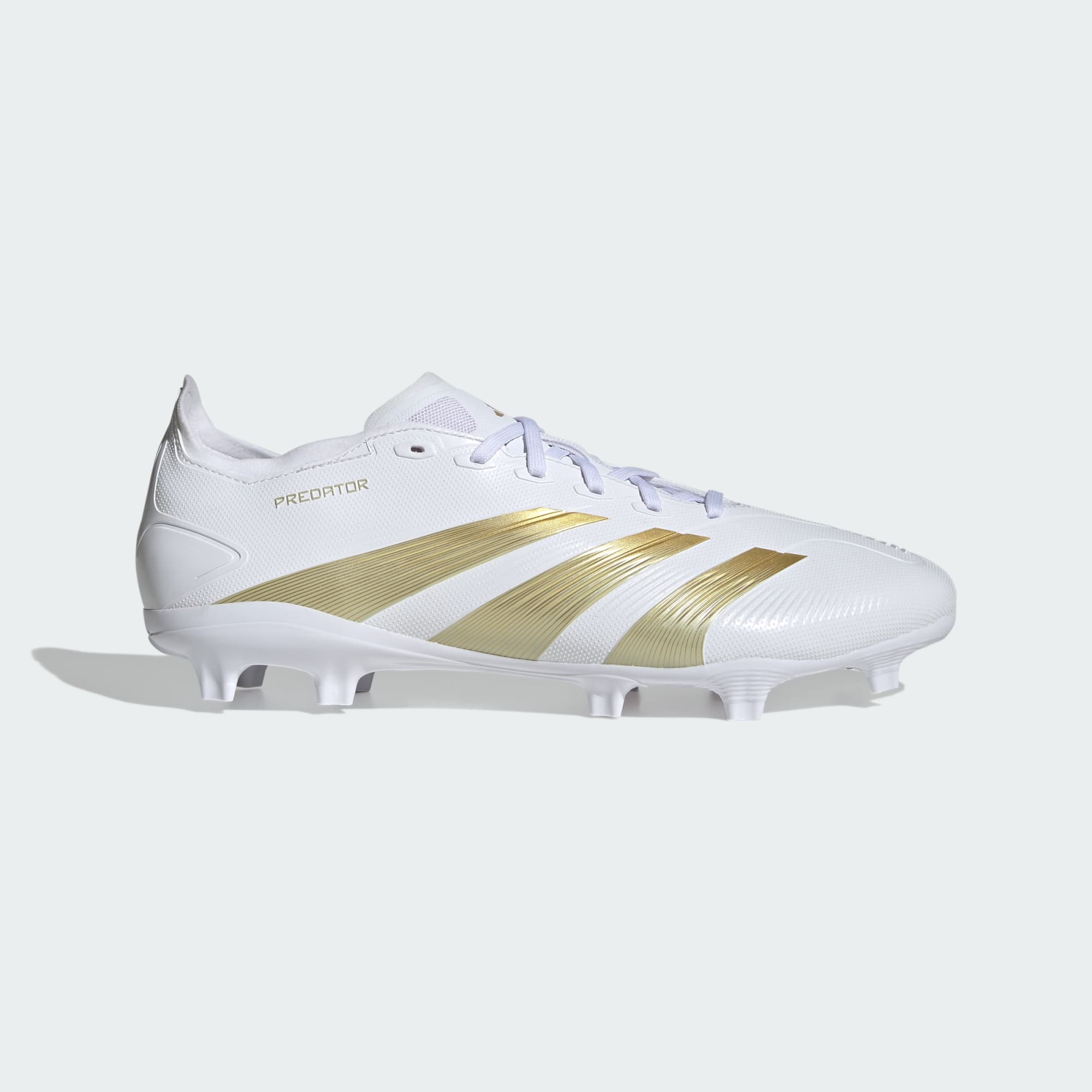 Adidas Predator League FG Soccer Cleat Footwear Adidas Footwear White/Gold Metallic/Sabe-IF6346 6.5