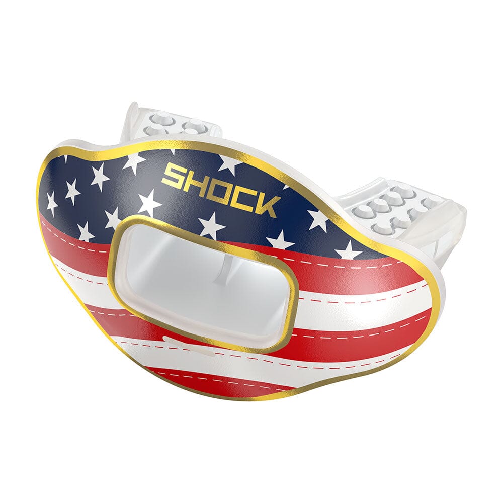 Shock Doctor Stars & Stripes Gold Max AirFlow 2.0 Convertible Lip Guard Accessories United Sports Brands   