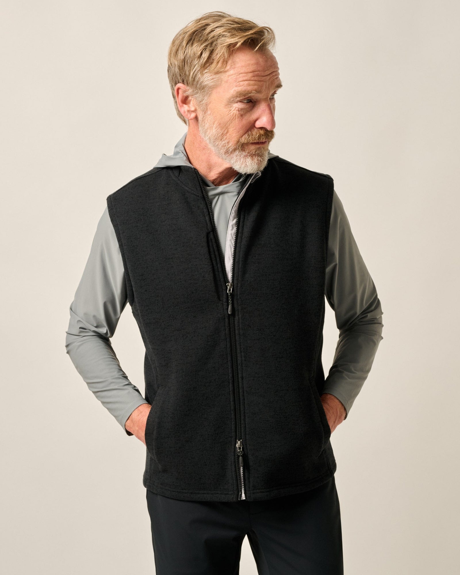 Johnnie-O Men's Denali Double-Zip Fleece Vest Apparel Johnnie-O Black Small