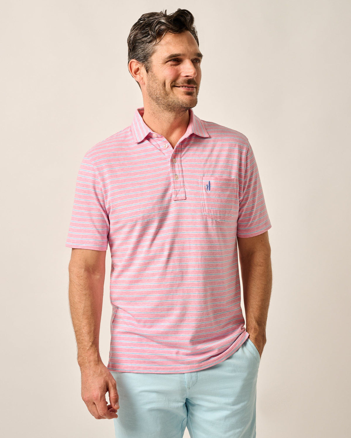 Johnnie O Men's The Original Polo Matthis Stripe Apparel Johnnie-O Petal Small