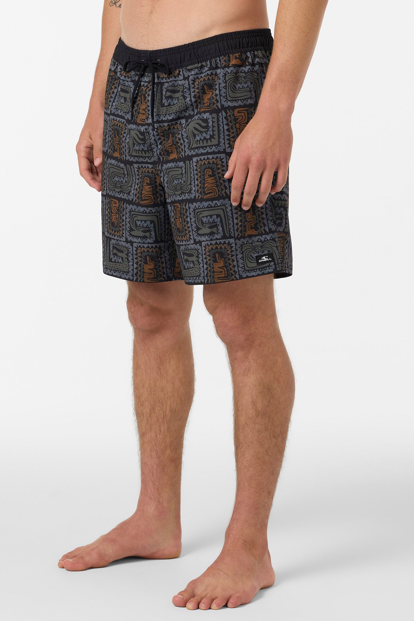 O'Neill Men's Hermosa Elastic Waist Lined 17" Swim Trunks Apparel O'Neill Black Small