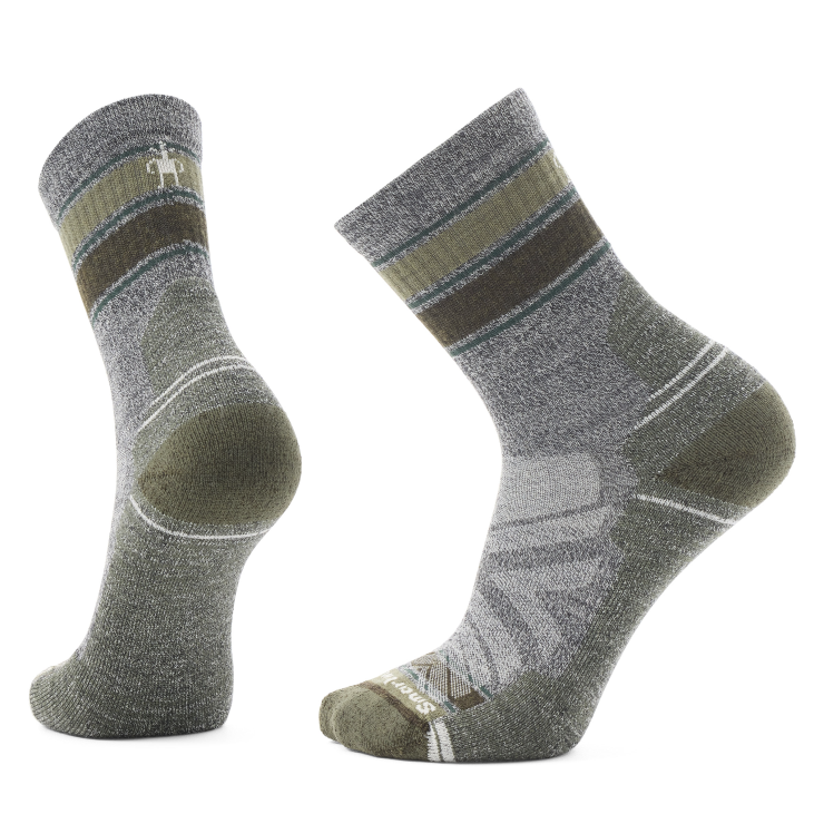 Smartwool Hike Light Cushion Striped Mid Crew Socks Apparel Smartwool Ash Charcoal-H85 Medium 