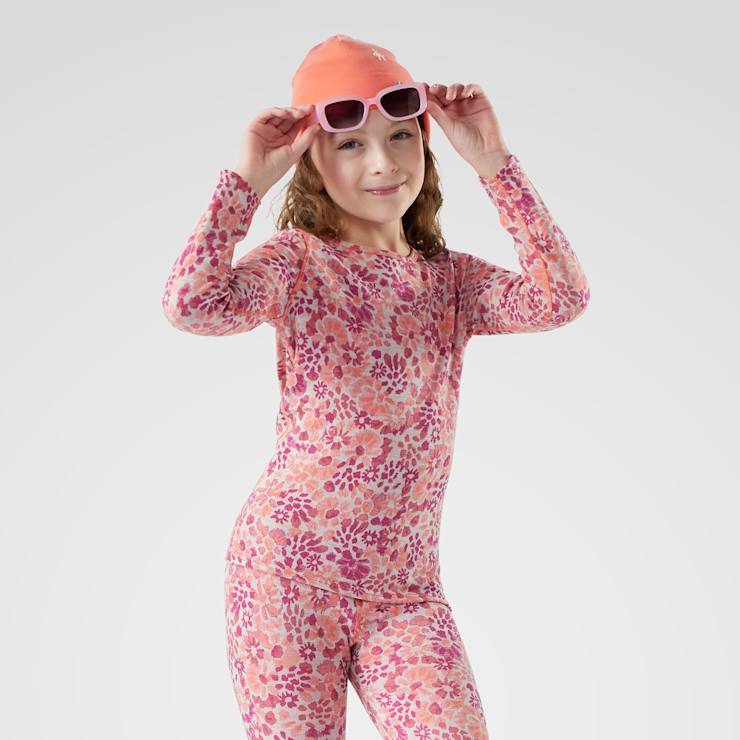 Smartwool Kids Classic Thermal Merino Base Layer Crew Apparel Smartwool Festive Fuschia Floral-Q05 Small