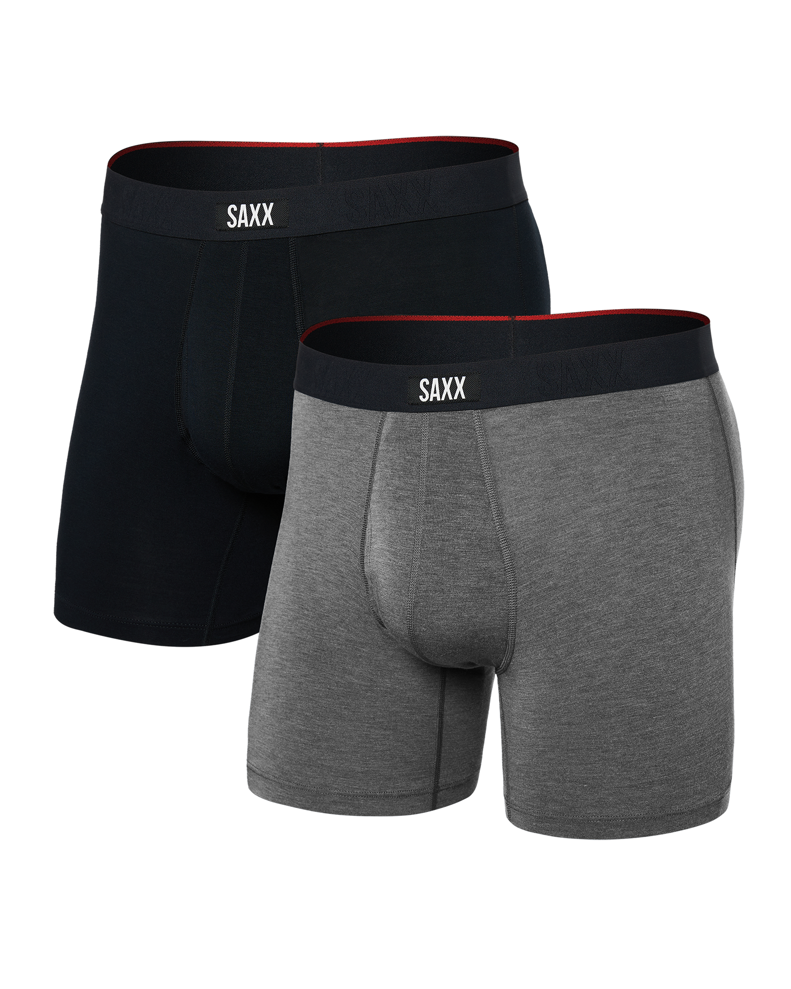 Saxx Men's Vibe Xtra Soft Comfort Boxer Brief 6" (2 Pack) Apparel SAXX Black/Dark Grey Heather Small