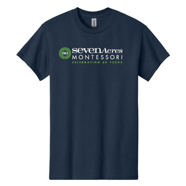 Seven Acres Montessori School 60th Anniv Cotton Tee Logowear Seven Acres Montessori School Navy Youth S 