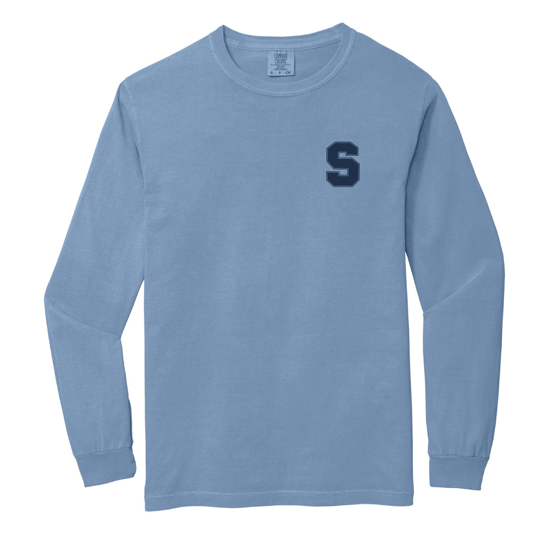 Staples Faculty Comfort Colors Long Sleeve Logowear Staples Faculty Washed Denim Adult S