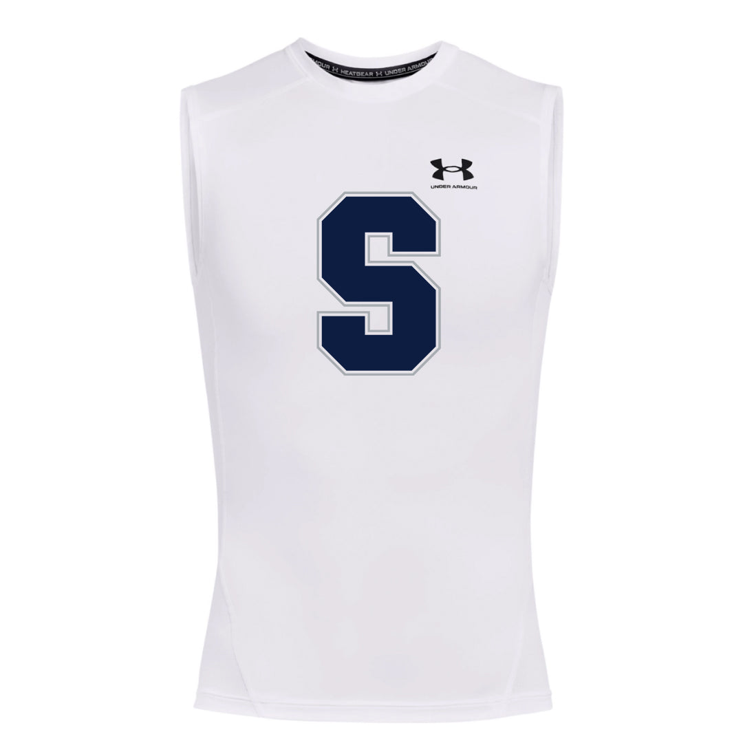 Staples Football Sleeveless Compression Top Logowear Staples Football White Adult S 