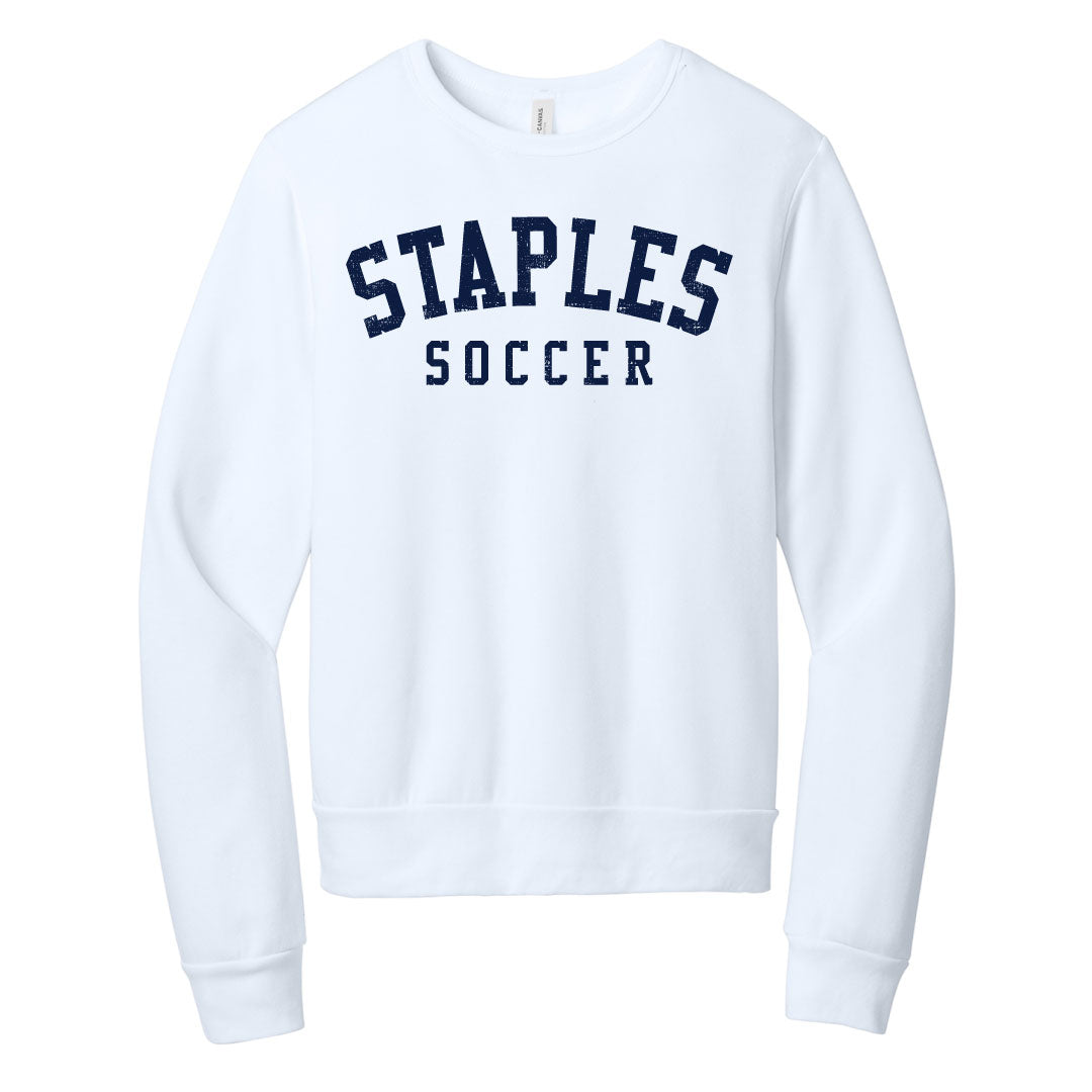 Staples Girls Soccer Fans Sponge Fleece Crewneck Sweatshirt Logowear Staples Girls Soccer Fanwear White Adult XS