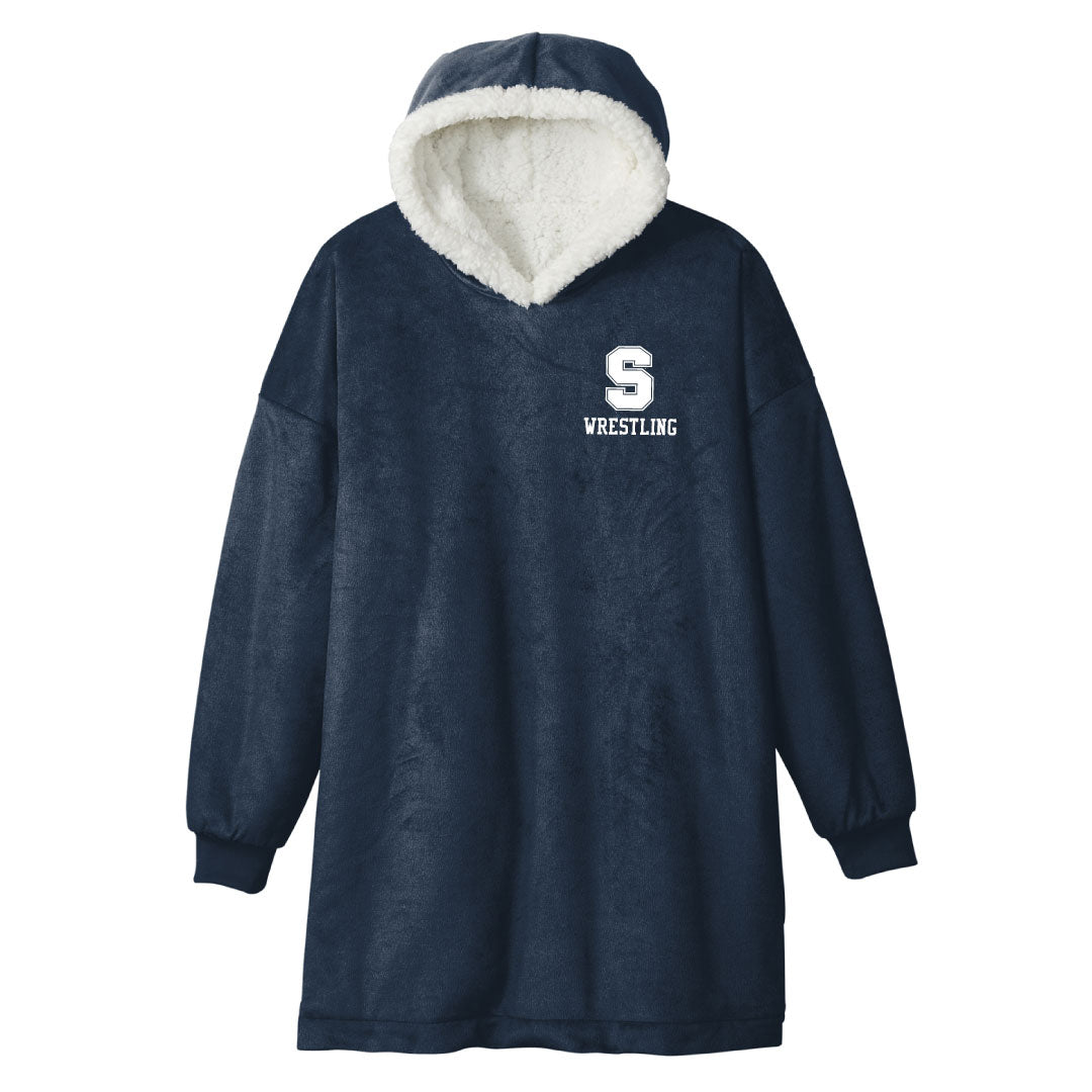 Staples Wrestling Hooded Sherpa Blanket Logowear Staples Wrestling Navy