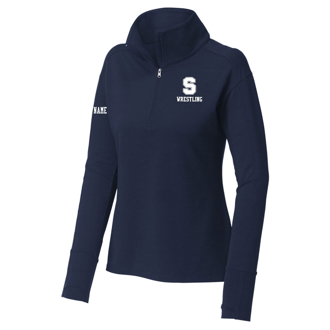 Staples Wrestling Performance 1/4 Zip Logowear Staples Wrestling Navy Ladies XS