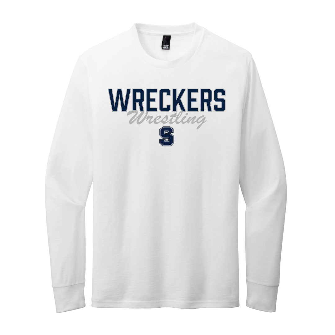 Staples Wrestling Cotton Blend Long Sleeve Logowear Staples Wrestling White Ladies XS