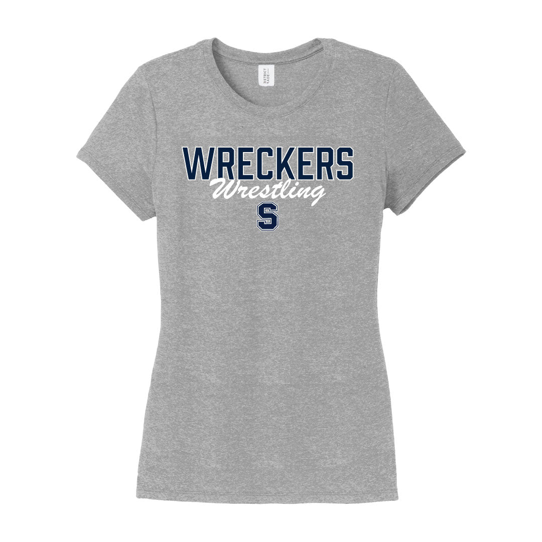 Staples Wrestling Cotton Blend Short Sleeve Logowear Staples Wrestling Grey Ladies XS