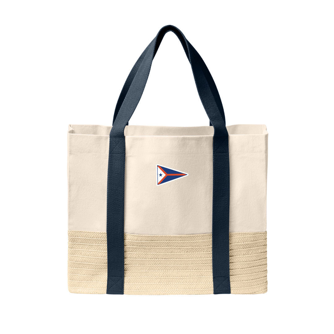 PYC Straw Market Tote Logowear Pequot Yacht Club Navy