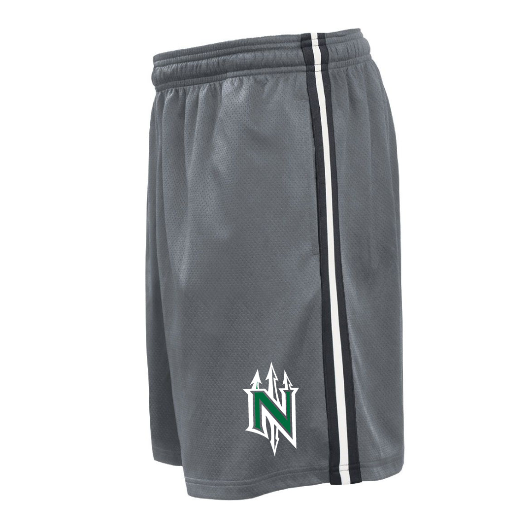 NYB Mariners Striped Performance Pocketed Shorts Logowear Norwalk Youth Baseball Grey Youth M