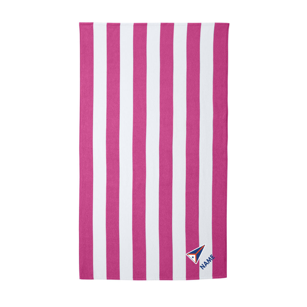 PYC Cabana Stripe Beach Towel Logowear Pequot Yacht Club Pink/White