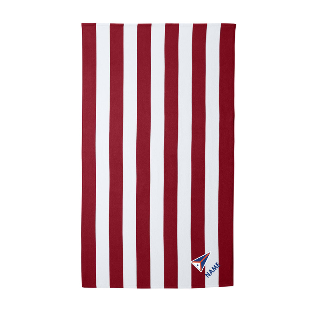 PYC Cabana Stripe Beach Towel Logowear Pequot Yacht Club Red/White