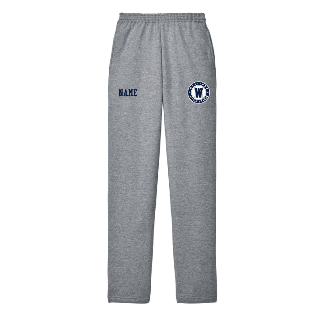 Westport LL Baseball Open Bottom Sweatpants Logowear Westport Little League Baseball Grey Adult S