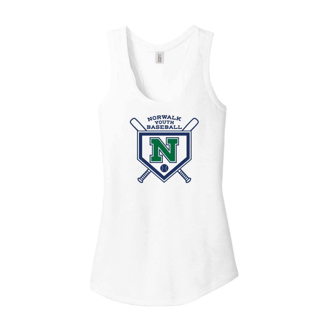 NYB Ladies Tri Blend Racerback Tank Logowear Norwalk Youth Baseball White Ladies XS