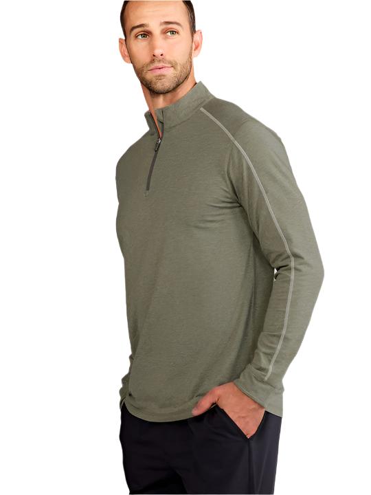 Tasc Mens Carrollton Lightweight Quarter Zip Apparel Tasc Cactus Heather Small