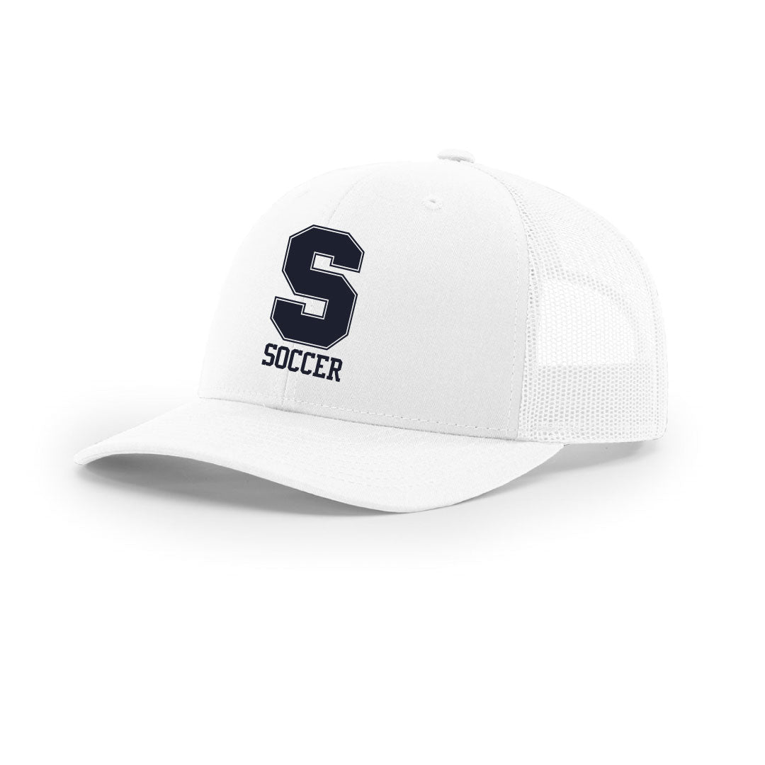 Staples Girls Soccer Fans Trucker Hat Logowear Staples Girls Soccer Fanwear White/White Navy Logo