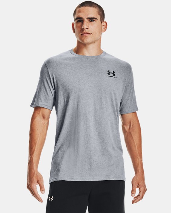 Under Armour Mens Sportstyle Left Chest Short Sleeve Shirt 2 Apparel Under Armour Steel Light Heather/Black-036 Small 