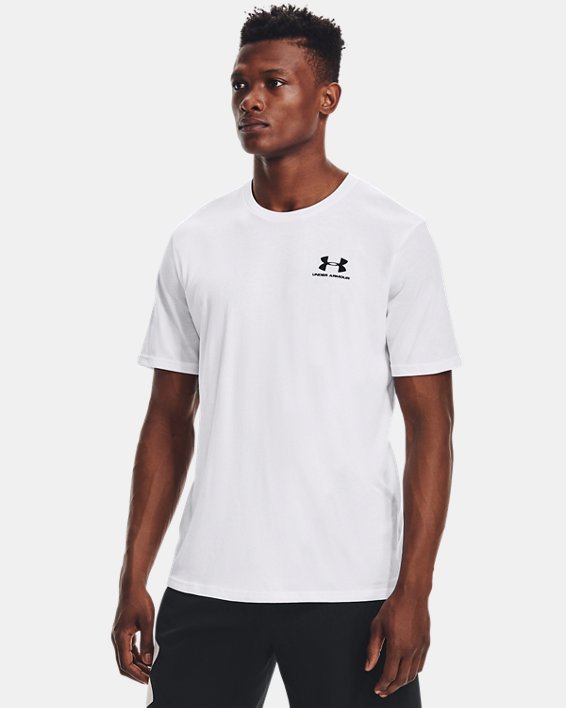 Under Armour Mens Sportstyle Left Chest Short Sleeve Shirt 2 Apparel Under Armour White/Black-100 Small 