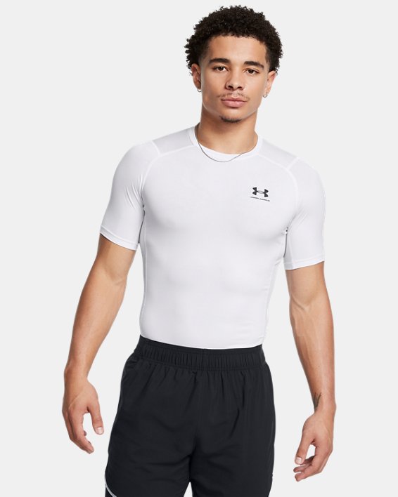 Under Armour Men's HeatGear Short Sleeve Compression Shirt Apparel Under Armour White/Black-100 XSmall